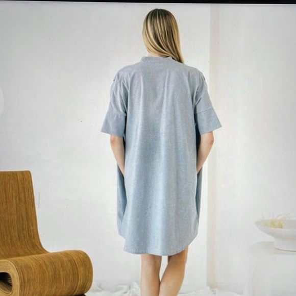 LAUDE THE LABEL Oversized Shirt Dress Chambray Size S/M Relaxed EUC - Picture 2 of 12